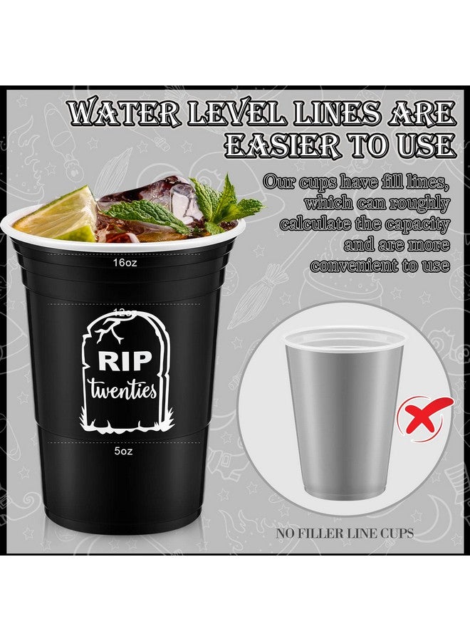 Rtteri 48 Pack Death To My 20S Disposable Party Plastic Cups 16 Oz Rip To My 20S Birthday Decorations 30Th Birthday Black Cups Rip Twenties Birthday Decorations Cups For 30Th Birthday Party Supplies - Image 5