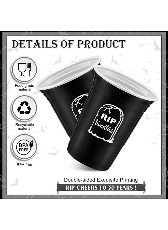 Rtteri 48 Pack Death To My 20S Disposable Party Plastic Cups 16 Oz Rip To My 20S Birthday Decorations 30Th Birthday Black Cups Rip Twenties Birthday Decorations Cups For 30Th Birthday Party Supplies - Image 3