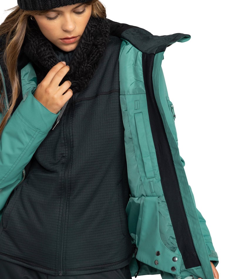 Roxy Women's Meade Snow Jacket – 10K Waterproof, PFAS-Free, Recycled Materials, Insulated, Sea Pine, Medium - Image 4