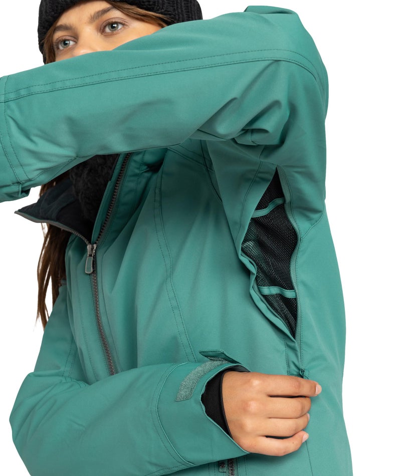Roxy Women's Meade Snow Jacket – 10K Waterproof, PFAS-Free, Recycled Materials, Insulated, Sea Pine, Medium - Image 3
