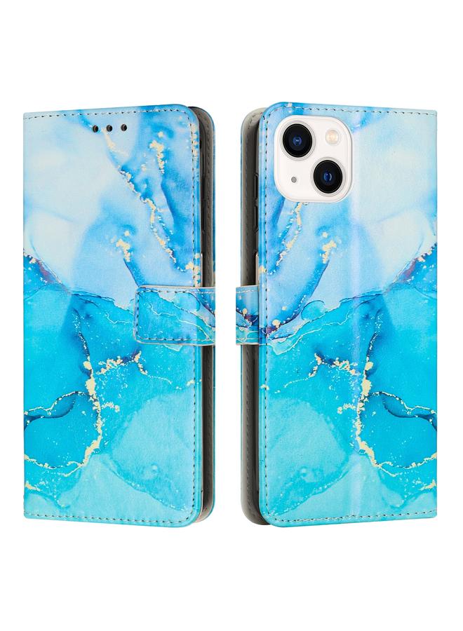 اس-توب جراب هاتف iPhone 13 من الجلد بنمط رخامي مطلي - Image 1