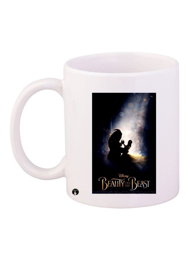 RYN Beauty And The Beast Printed Coffee Mug White/Blue/Beige 11ounce