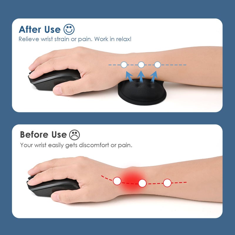 VANKEY Mouse Wrist Rest, Desk Wrist Pad for Mouse, Comfortable Computer Mouse Wrist Support, Ergonomic Wrist Rest with Memory Foam Fillings, Non-Slip Base (Black) - Image 3