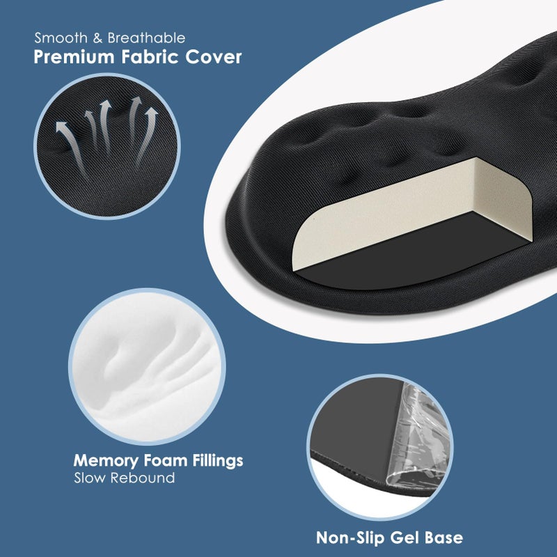 VANKEY Mouse Wrist Rest, Desk Wrist Pad for Mouse, Comfortable Computer Mouse Wrist Support, Ergonomic Wrist Rest with Memory Foam Fillings, Non-Slip Base (Black) - Image 5