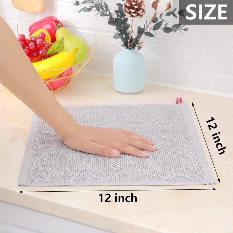 Homaxy 100% Cotton Waffle Weave Kitchen Dish Cloths, Ultra Soft Absorbent Quick Drying Dish Towels, 12x12 Inches, 6-Pack, Light Gray - Image 5