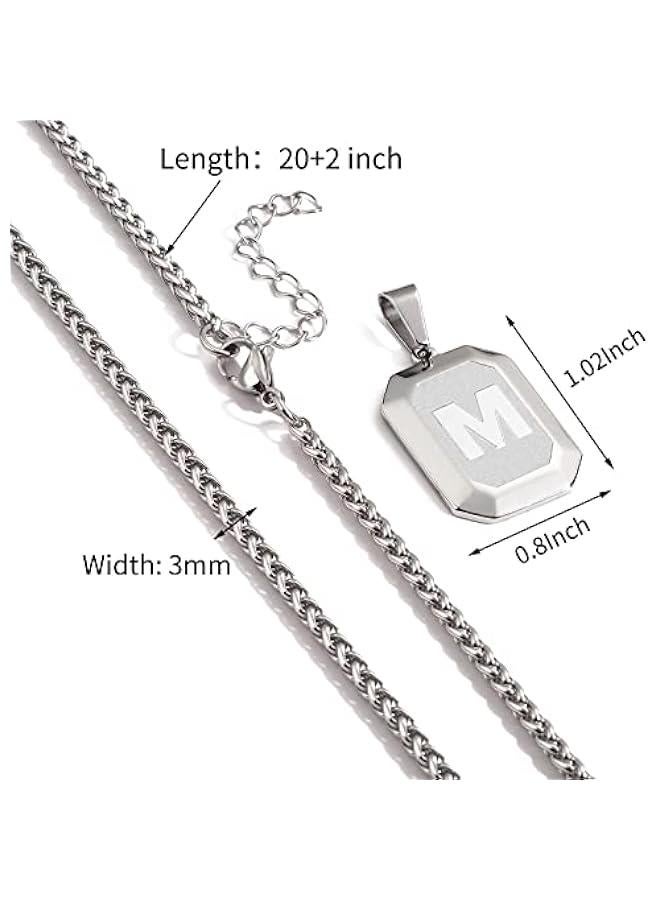 Graduation Gift sInitial A-Z Letter Necklace for Men Boys Kids Teen, Stainless Steel American Flag Dog Tag Pendent Chain Jewelry Fathers Day Dad Gifts Graduation Easter Gifts- 24Inches  - Image 5