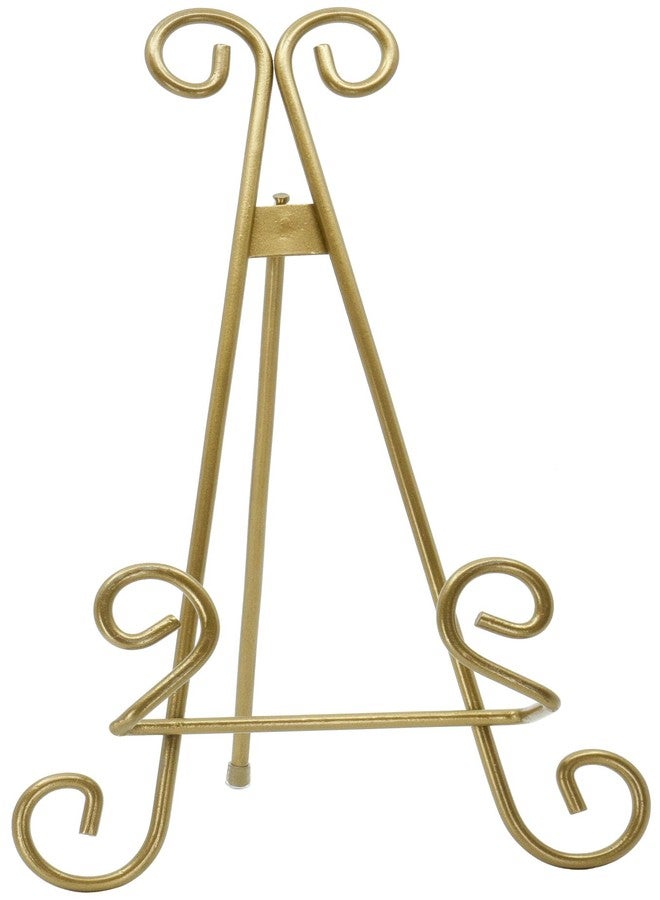 Red Co. Decorative Curved Plate Stand and Art Holder Easel in Old Gold Finish - 13" - Image 1
