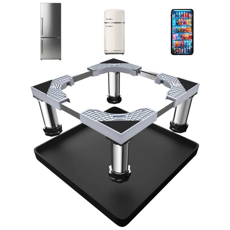 Flamiracle Mini Fridge Stand with Silicone Mat, Adjustable Refrigerator Stand with 4 Stainless steel Feet, 24''x 24'' Dorm Fridge Stand Protect From Appliance Leaks for Fridge, Washer, Dryer (7.3"-8.5" High) - Image 1
