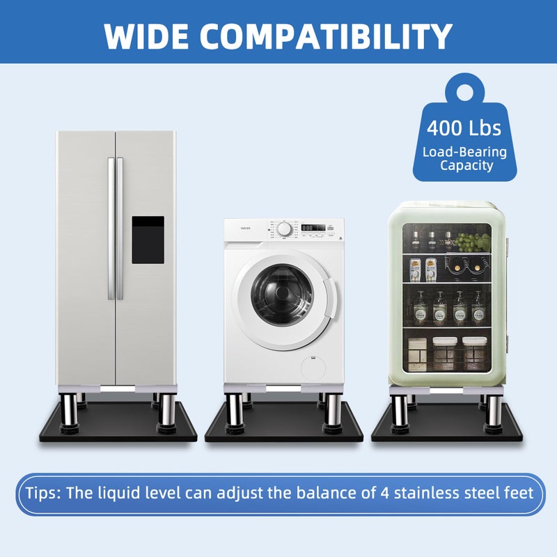 Flamiracle Mini Fridge Stand with Silicone Mat, Adjustable Refrigerator Stand with 4 Stainless steel Feet, 24''x 24'' Dorm Fridge Stand Protect From Appliance Leaks for Fridge, Washer, Dryer (7.3"-8.5" High) - Image 5