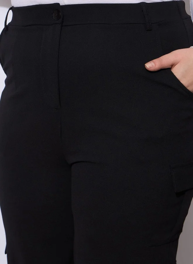 SASSAFRAS Black Regular Fit Cargos Trousers for Women
