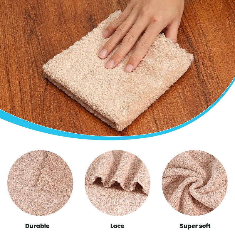 Neessno 12 Pack Cleaning Cloth,Ultra Soft Absorbent Quick Drying Microfiber Cleaning Rags,No Scratches,Reusable,Washable,Lint Free Cleaning Towels for Kitchen,Window,Glass,car,11.8"Ã—11.8"(Camel) - Image 2