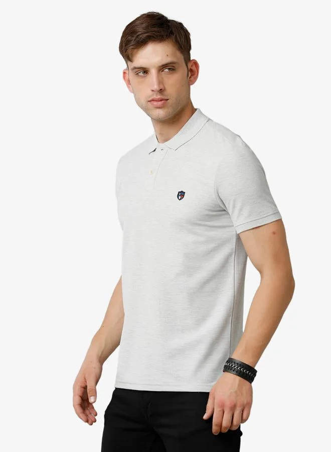 FERVORO Men Plain White Cotton Polo
