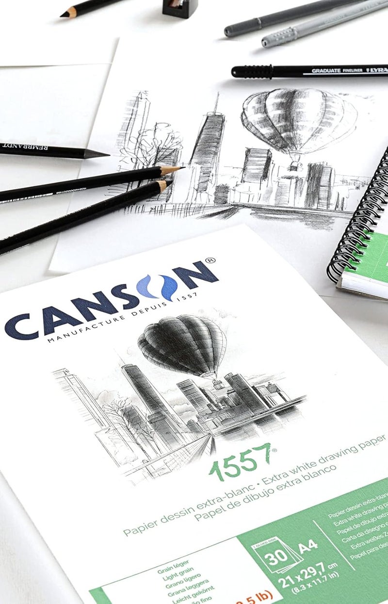 CANSON ورق كانسون 1557 أبيض إضافي 120 جرام A3 للرسم خفيف الحبيبات 50 ورقة مثالي للفنانين المحترفين والرسامين - Image 4