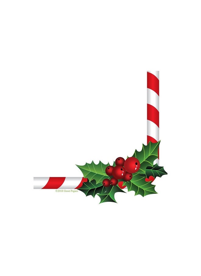 Great Papers! Great Papers! Candy Cane Holly Holiday Letterhead, 8.5" x 11", 80 sheets (2018020)  - Image 2