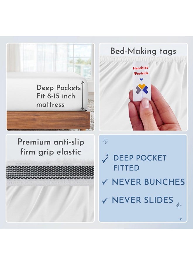 California Design Den - California Design Den Luxury Twin Bed Sheets Set - Buttery Soft 800 Thread Count, 100% Cotton Sheets Sateen - Beats Fake Egyptian Claim, Includes Deep Pocket Fitted Sheet, Twin Sheets (White) - Image 1