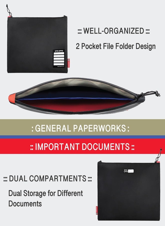 RE ROUGH ENOUGH Rough Enough Important Document Organizer Holder Bag File Folder Zipper Pouch with 2 Pocket for A4 Paper Notebook Travel Business Office Home Water Resistant - Image 3