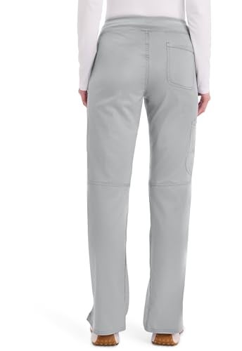 Cherokee Women Scrub Pant with Straight Leg Pull-on Pant Medical Bottom with 4 Pocket & 2-Way Stretch Fabric - WW110, M Petite, Grey - Image 2