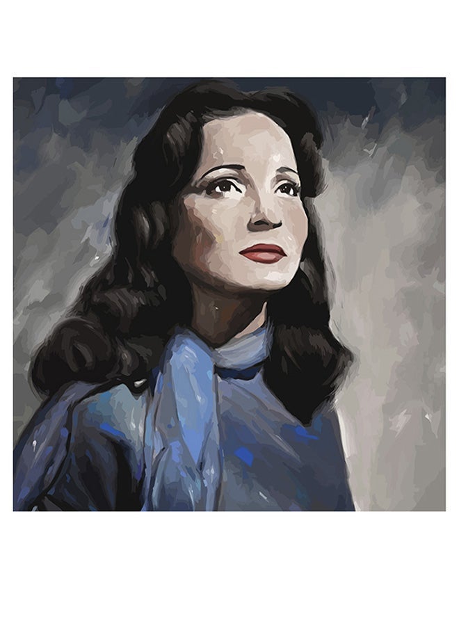 RYN Arab Artist Shadia Printed Wall Art Grey/Black/Blue 30x30cm - Image 2