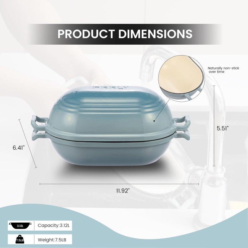 FRRLY Enameled Cast Iron Dutch Oven for Sourdough Bread Baking,9 x 5-4/5 Inch Oval Cast Iron Bread Pan with Lid,Dutch Oven for Homemade Sourdough Baking,2.8QT Meatloaf Pan,Oven Safe - Image 2