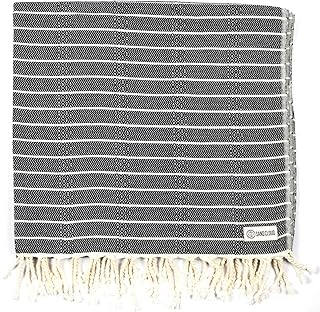 Sand Cloud Turkish Towel - Peshtemal Cotton - Great for Beach or as a Blanket - The Gocek (Black) - Image 1