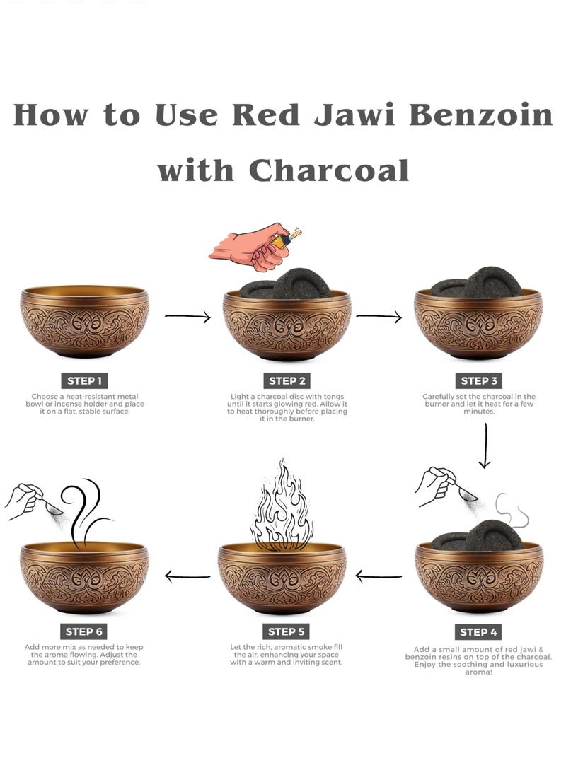 Awafi Mill - Red Jawi Benzoin Incense | Pure and Aromatic Resin with Charcoal Tablet - Image 1