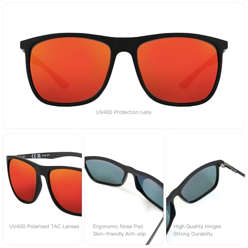 ZENOTTIC Square Polarized Sunglasses for Men Ultralight Carbon Fiber Sun Glasses Driving Fishing Golf Sports UV400 Protection - Image 4