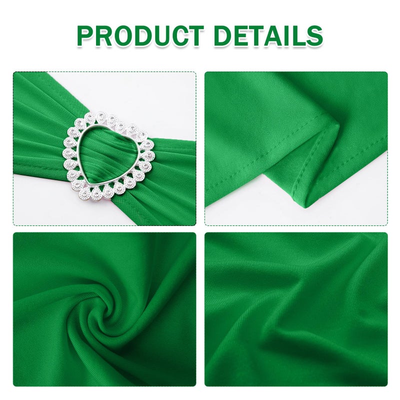 Howhic Pack of 30 Spandex Chair Sashes Bows Stretch Chair Cover Band with Buckle Slider Universal Elastic Chair Ties for Wedding Banquet Party Event Decoration (Emerald) - Image 3