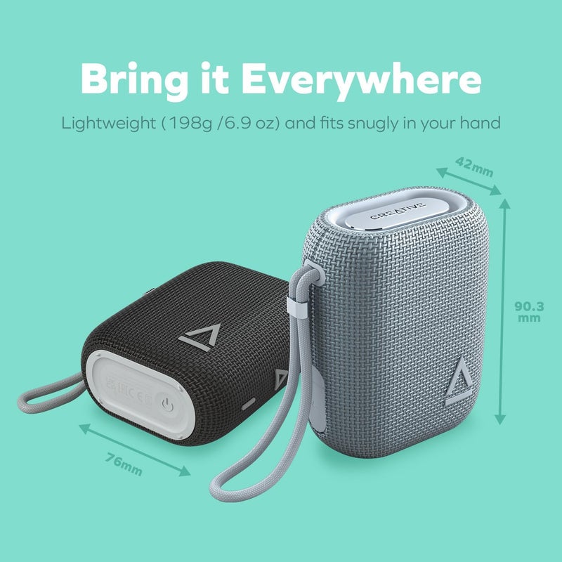 كريتيف مكبر صوت كريتيف MUVO Flex المحمول المقاوم للماء بتقنية بلوتوث 5.3 مع Auracast، عمر بطارية يصل إلى 10 ساعات، مقاومة للماء بمعيار IP67، وأداء باس قوي (رمادي) - Image 3