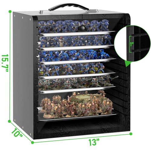WELIDAY Miniature Storage Case for Collectibles Miniatures, Wooden Display Cases with 6 Trays, Miniature Display Case Miniatures Transport Case (Black) - Image 2