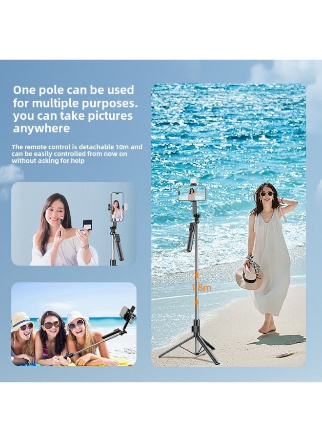 G20 Mobile Phone Selfie Stick Anti-shake Quadripod Bluetooth Mobile Phone Live Tremolo 360 Degree Light Filling Handheld Floor Bracket-Color:2.1m Tripod + Handle + Single Square Light - Image 5