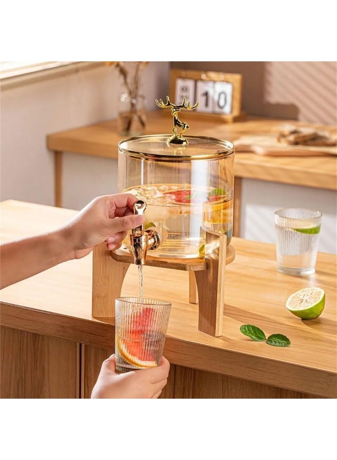 Glass Juice Dispenser Set with Wooden Stand & 6 Cups - Image 2