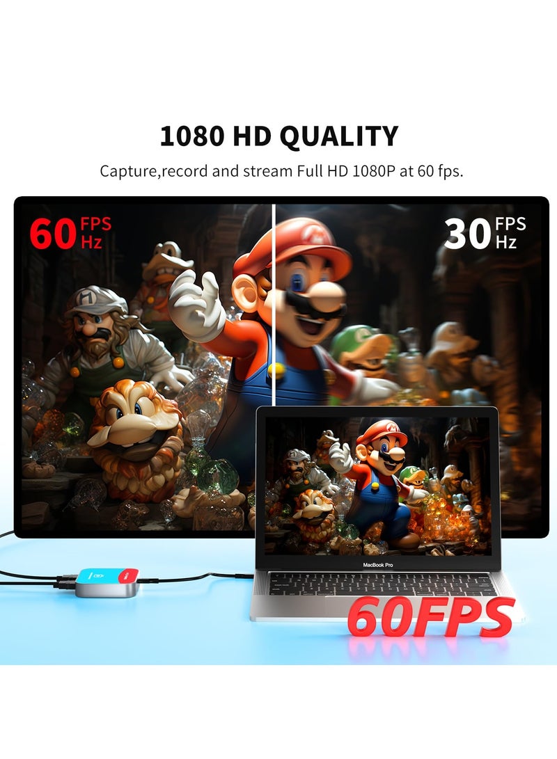 SYOSI Capture Card for Nintendo Switch, 4K Audio Video Capture Card, USB C 3.0 1080P 60FPS HDMI Recorder for Gaming/Live Streaming/Video Conference, Works for Nintendo Switch/PS5/Xbox/OBS/Camera/PC - Image 3