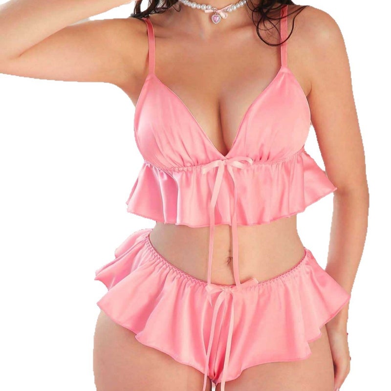 Pink Cute Bow Sleeveless Sleepwear Set - Image 5