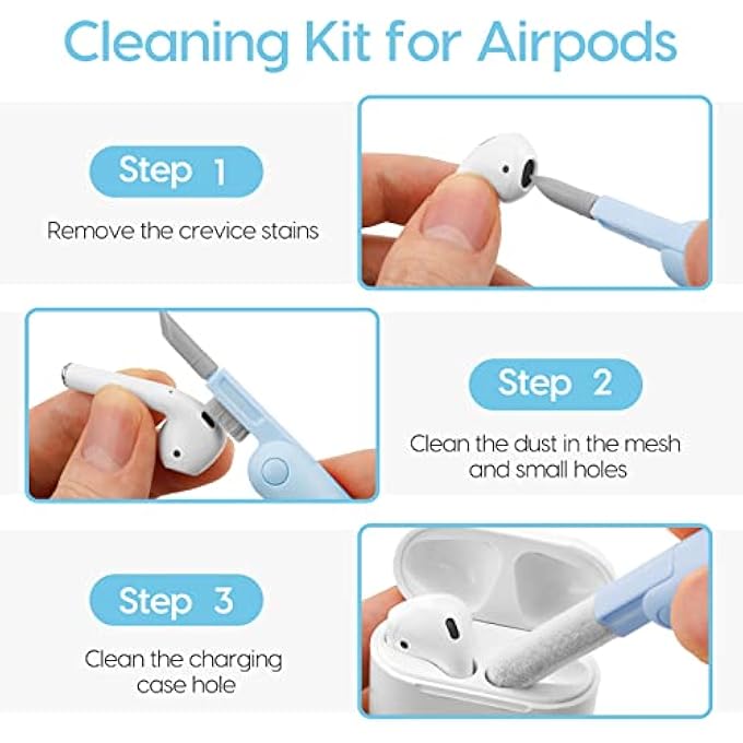 rayihni 7 IN 1 AIRPOD CLEANER KIT WITH SPRAY, MULTI-FUNCTION ELECTRONIC KEYBOARD LAPTOP SCREEN MACBOOK PRO EARBUD CLEANER KIT TOOL WITH CLEANING PEN BRUSH FOR PHONE,TABLET,PC SCREEN,COMPUTER,HEADPHONE BLUE - Image 2