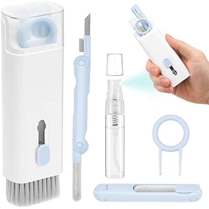 rayihni 7 IN 1 AIRPOD CLEANER KIT WITH SPRAY, MULTI-FUNCTION ELECTRONIC KEYBOARD LAPTOP SCREEN MACBOOK PRO EARBUD CLEANER KIT TOOL WITH CLEANING PEN BRUSH FOR PHONE,TABLET,PC SCREEN,COMPUTER,HEADPHONE BLUE - Image 1