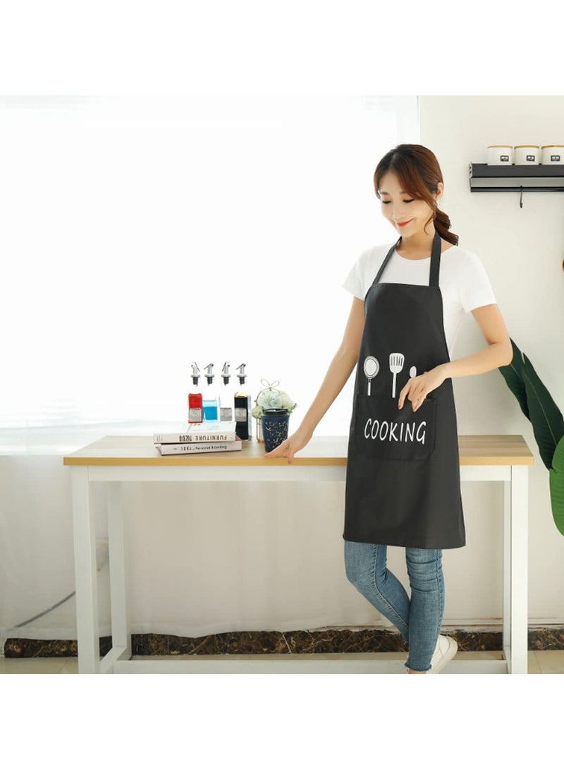 VIUAUAX مريلة مطبخ (عبوة من قطعتين) مع جيب وحزام رقبة قابل للتعديل، مريلة مطبخ مقاومة للماء والزيت، مناسبة للمطبخ المنزلي، التنظيف، البستنة، مريلة مطبخ مقاومة للماء وقابلة للتعديل - Image 3