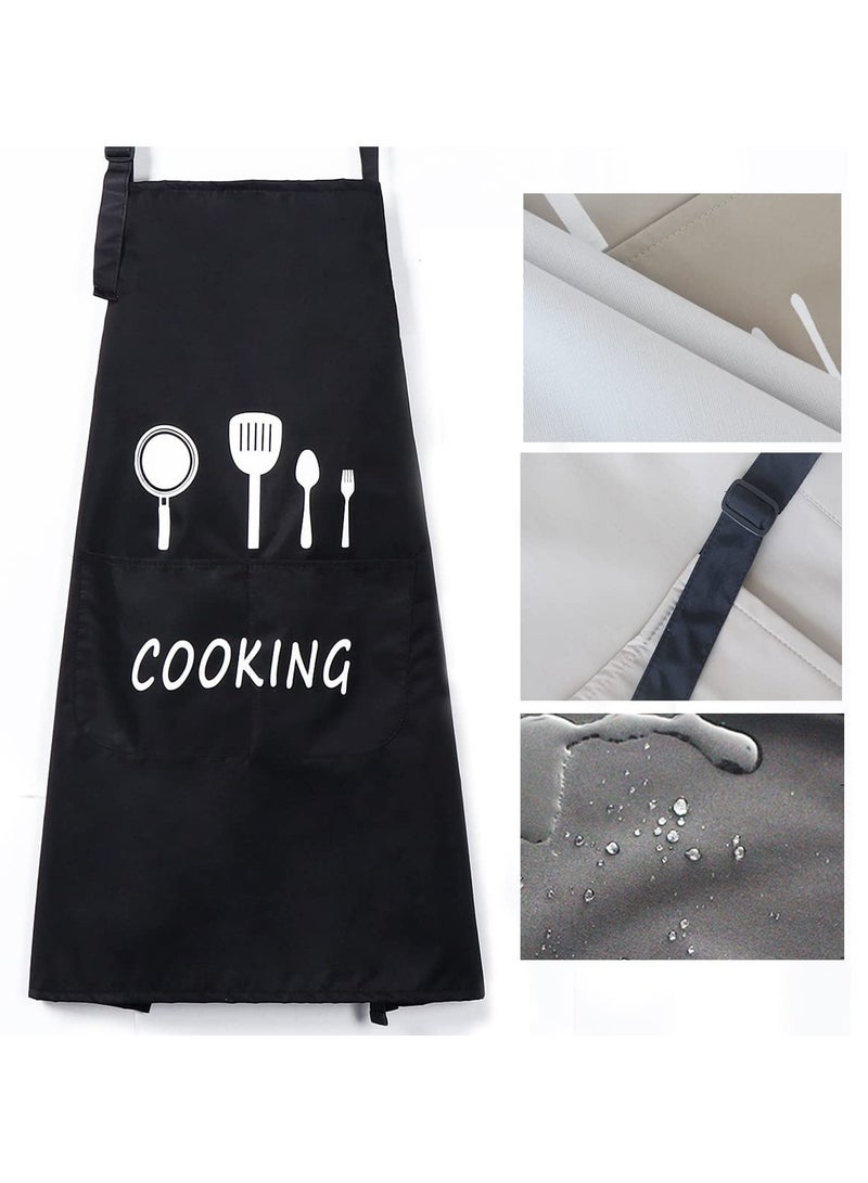 VIUAUAX مريلة مطبخ (عبوة من قطعتين) مع جيب وحزام رقبة قابل للتعديل، مريلة مطبخ مقاومة للماء والزيت، مناسبة للمطبخ المنزلي، التنظيف، البستنة، مريلة مطبخ مقاومة للماء وقابلة للتعديل - Image 4