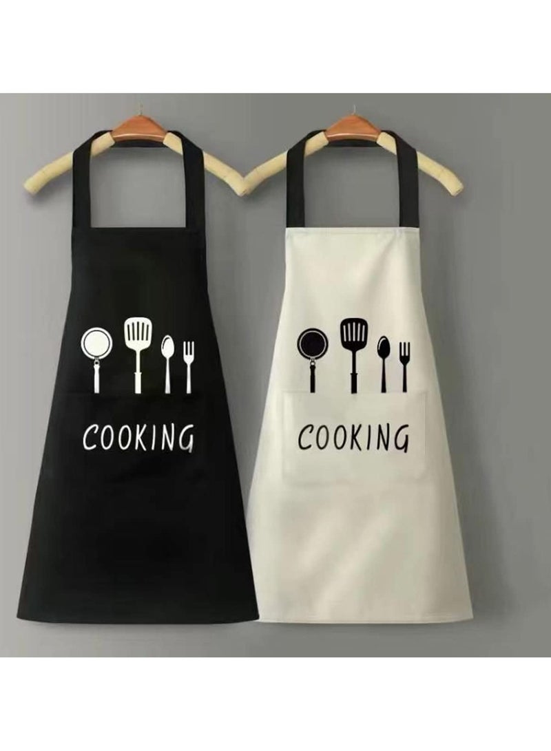 VIUAUAX مريلة مطبخ (عبوة من قطعتين) مع جيب وحزام رقبة قابل للتعديل، مريلة مطبخ مقاومة للماء والزيت، مناسبة للمطبخ المنزلي، التنظيف، البستنة، مريلة مطبخ مقاومة للماء وقابلة للتعديل - Image 5