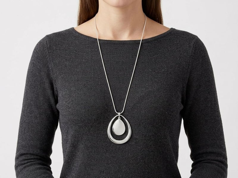 Nine West Women's Silver Adjustable Pendant Necklace - Image 2