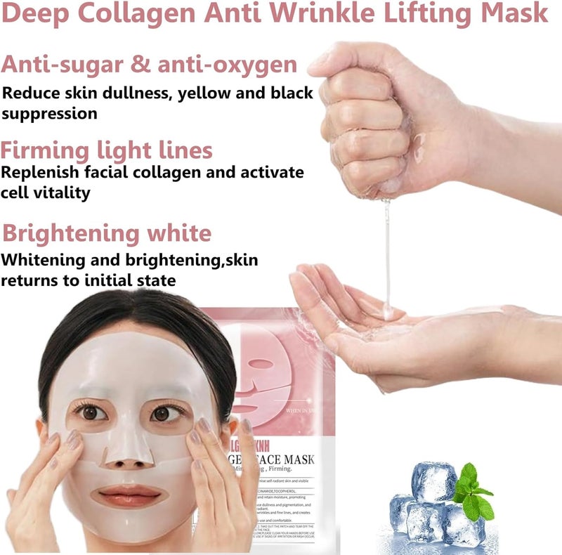 Calyrex BioCollagen Face Mask Deep Collagen Anti Wrinkle Lifting Overnight Mask Collagen Face Mask Collagen Real Deep Mask For Elasticity Firming Hydrating Facial Sheet3 Pcs - Image 5
