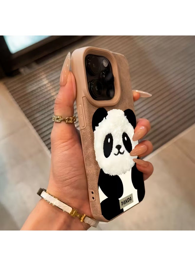 Temu Panda phone case, synthetic leather texture, shock absorption and scratch resistance, creative and stylish, lightweight and high quality, festive gift for friends and family, suitable for iPhone 15 Pro - Image 2