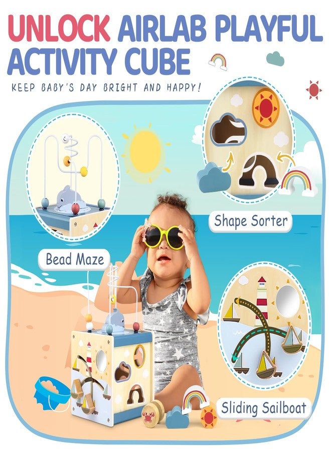 Airlab Wooden Activity Cube Montessori Toys for 1 Year Old Toddlers 12 Months + Toddler Learning Toys 1-3 Boys Girls Baby Sensory Interactive Birthday Gift - Image 2
