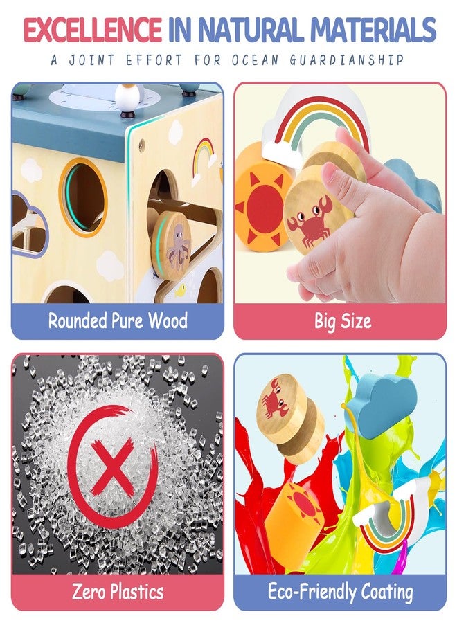 Airlab Wooden Activity Cube Montessori Toys for 1 Year Old Toddlers 12 Months + Toddler Learning Toys 1-3 Boys Girls Baby Sensory Interactive Birthday Gift - Image 4