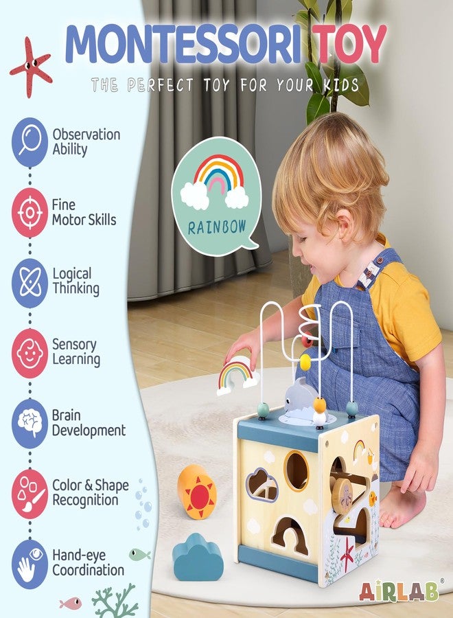 Airlab Wooden Activity Cube Montessori Toys for 1 Year Old Toddlers 12 Months + Toddler Learning Toys 1-3 Boys Girls Baby Sensory Interactive Birthday Gift - Image 5