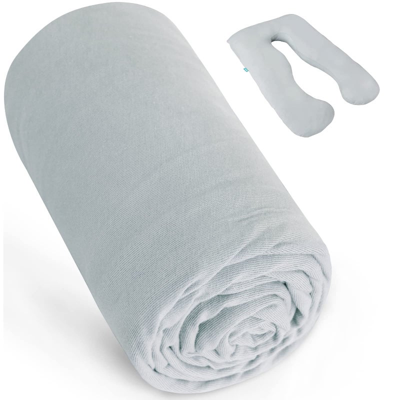 Biloban Pregnancy Pillow Cover UShaped 100 Cotton Super Soft Replacement Cover Fits Most 5557 Inch Maternity Pillow Full Body Pregnancy Pillow Case Universal Fit Grey