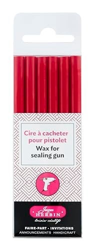 Jacques Herbin Ref 35820T Special Wax Sticks for Use with Wax Guns Red Pack of 6 12cm Long Sticks Each Stick Makes Approx 8 Stamps Use with Wax or Hot Glue Guns - Image 1