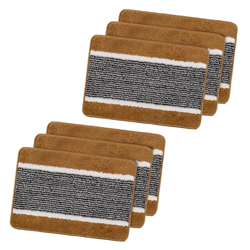 Kuber Industries Microfiber Pack of 6 Anti-Skid Water-Absorbent Door Rectangular Mats for Home,16x24 Inch Durable Main Entrance Footmats for Bathroom,Living Room & Office,Micro Wings Lining,Golden - Image 1