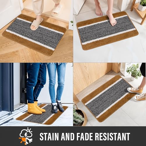 Kuber Industries Microfiber Pack of 6 Anti-Skid Water-Absorbent Door Rectangular Mats for Home,16x24 Inch Durable Main Entrance Footmats for Bathroom,Living Room & Office,Micro Wings Lining,Golden - Image 5