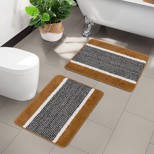 Kuber Industries Microfiber Pack of 6 Anti-Skid Water-Absorbent Door Rectangular Mats for Home,16x24 Inch Durable Main Entrance Footmats for Bathroom,Living Room & Office,Micro Wings Lining,Golden - Image 3