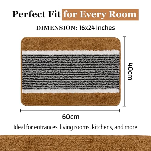 Kuber Industries Microfiber Pack of 6 Anti-Skid Water-Absorbent Door Rectangular Mats for Home,16x24 Inch Durable Main Entrance Footmats for Bathroom,Living Room & Office,Micro Wings Lining,Golden - Image 4